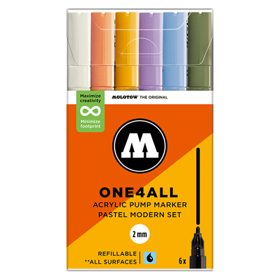 MOLOTOW ONE4ALL Acrylic Marker 127HS 2mm 6pcs Set Pastel Modern