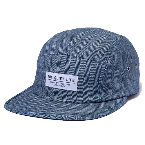 THE QUIET LIFE 5Panel DENIM HERRINGBONE Camper Hat - navy