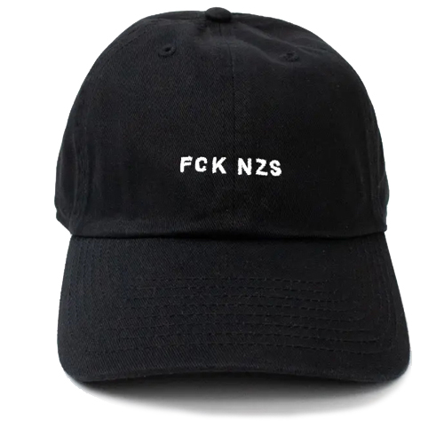 TRUE REBEL 6 Panel Cap FCK NZS Lettering - black