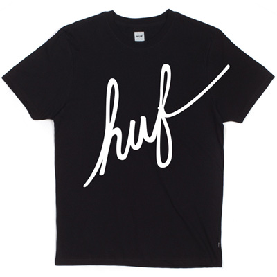 HUF T-Shirt BIG SCRIPT LOGO black/white