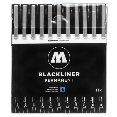 MOLOTOW Fineliner BLACKLINER 11er Complete Set