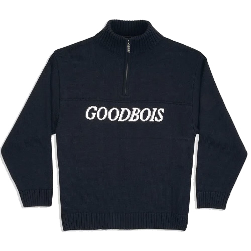 GOODBOIS Half-Zip Knit Sweater TRADEMARK - navy