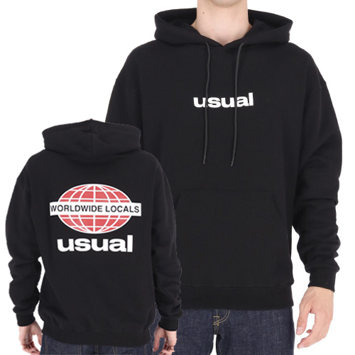 USUAL Hoody WORLDWIDE LOCALS - black/red/white