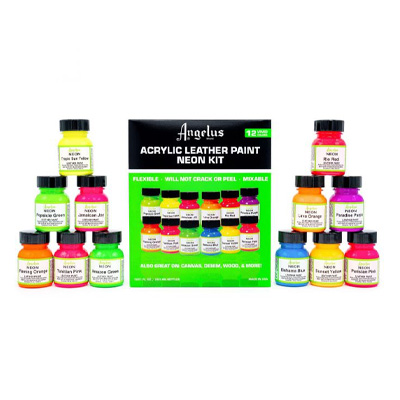 ANGELUS Acrylic Leather Paint 12er Neon Kit