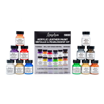 ANGELUS Acrylic Leder Farbe 12er Metallic & Pearlescent Kit