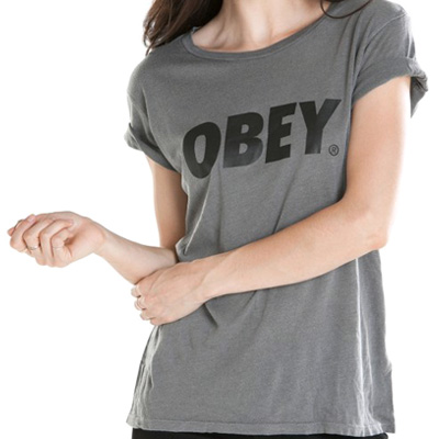 OBEY Girl Shirt OBEY FONT LOGO dusty graphite