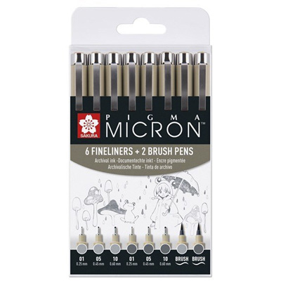 SAKURA Fineliner PIGMA MICRON 8er Set - COLD GREY