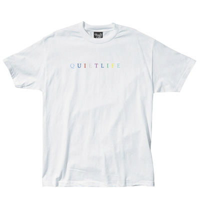 THE QUIET LIFE T-Shirt SERIF RAINBOW white