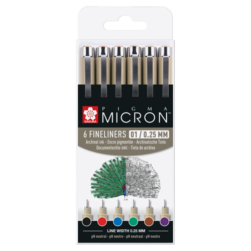 SAKURA Fineliner PIGMA MICRON - Basic Color Set of 6