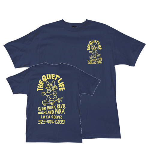 THE QUIET LIFE T-Shirt SKATING CAT - dark navy