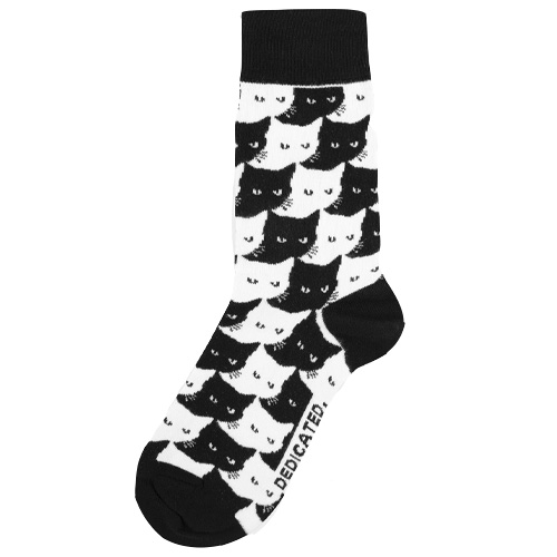 DEDICATED Socks SIGTUNA PEPITA CATS - black