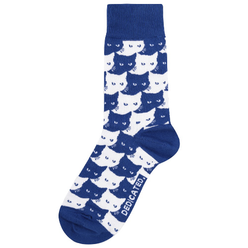 DEDICATED Socks SIGTUNA PEPITA CATS - blue