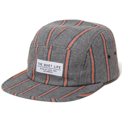 THE QUIET LIFE 5Panel Cap STRIPED FLANNEL grey/orange