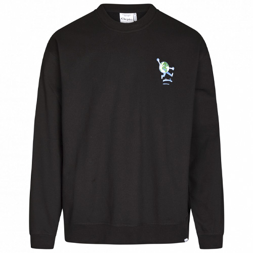 CLEPTOMANICX Sweatshirt CREWNECK WORLD IS FLIPPING - black