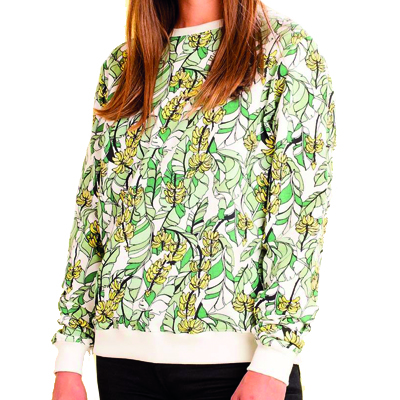 DEDICATED Girl Sweater YSTAD BANANA LEAVES off-white/green