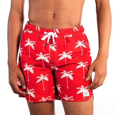 DEDICATED Swim Shorts SANDHAMN PALMS red