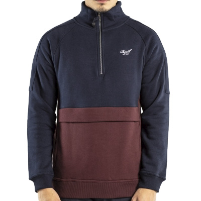 REELL Half-Zip Sweater TRACK navy/cardinal red