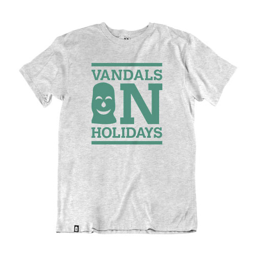 VANDALS ON HOLIDAYS T-Shirt CLASSIC LOGO - heather grey/green