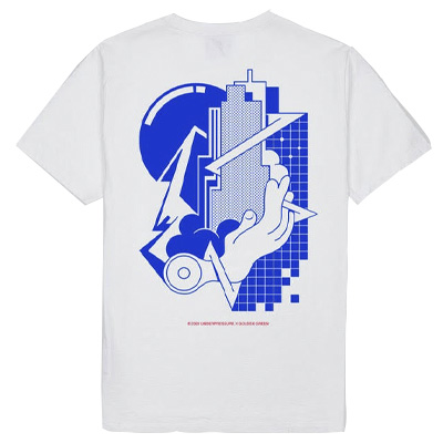 UNDERPRESSURE T-Shirt GOLDEN GREEN - white/blue