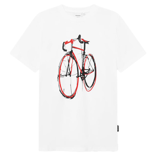 DEDICATED T-Shirt RED STROKES BIKE - white