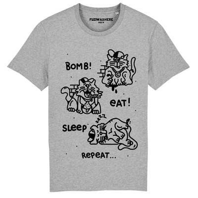 FUZI T-Shirt THUG CAT grey