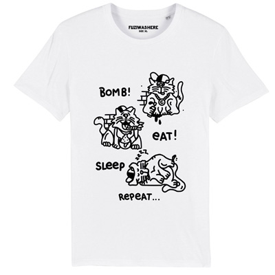 FUZI T-Shirt THUG CAT white