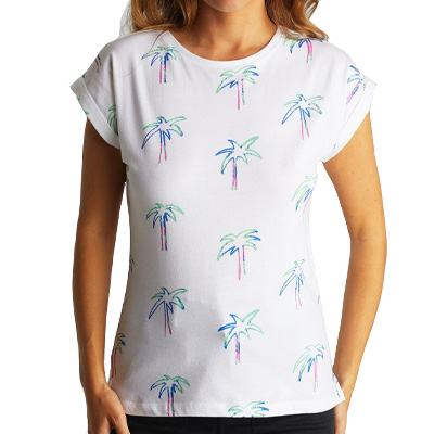 DEDICATED Girl Shirt VISPY CRAYON PALMS - white