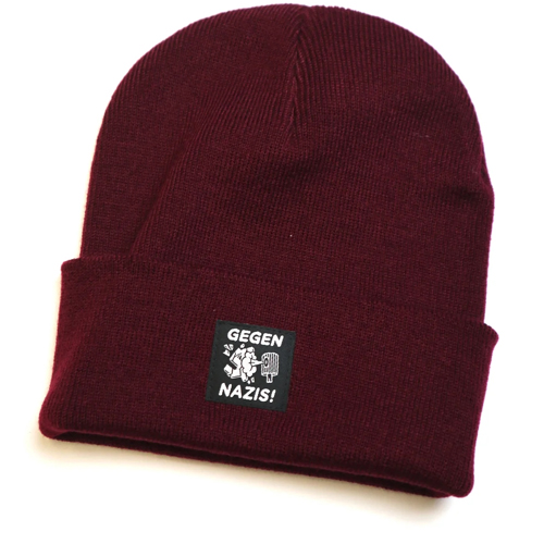 UNDERPRESSURE Beanie GEGEN NAZIS - burgundy