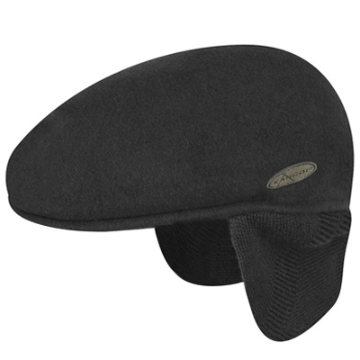 KANGOL Flat Cap WOOL 504 EARLAP black