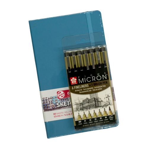 Talens Art Creation & Pigma Micron 6+1 Set - Blue Harmony Pack