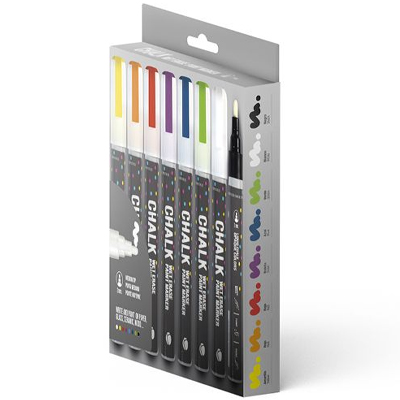 MTN CHALK Kreidemarker - Wet Erase Paint Marker 2mm - 8er Set