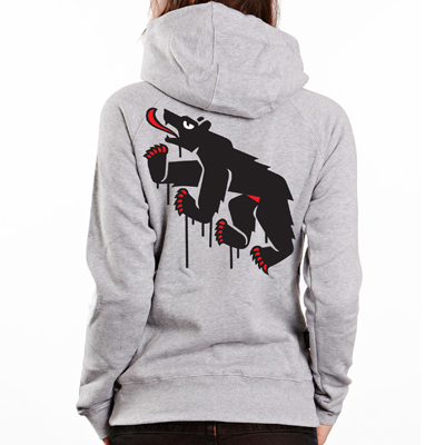 EGOKING Girl Hooded Zipper MR. BEAR heather grey