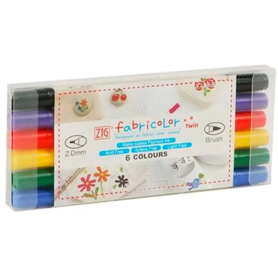 ZIG Fabricolor Twin Textile Marker 6er Set