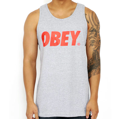 OBEY Tank Top OBEY FONT LOGO heather grey/red