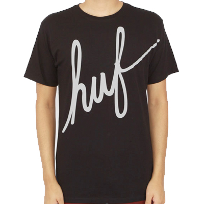 HUF T-Shirt BIG SCRIPT LOGO black/light grey