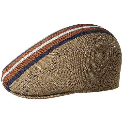 KANGOL Flat Cap 507 SLICK STRIPE - camel