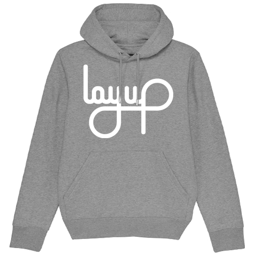 LAYUP Hoody Organic LOGO - mid heather grey/white