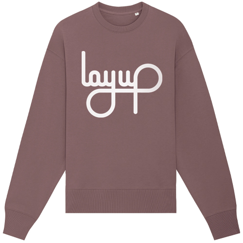 LAYUP Sweater Organic LOGO - red chocolate/white