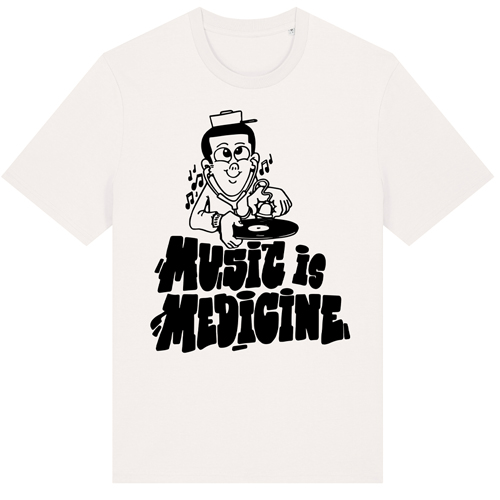 LAYUP X ROSY ONE T-Shirt MUSIC IS MEDICINE - off white