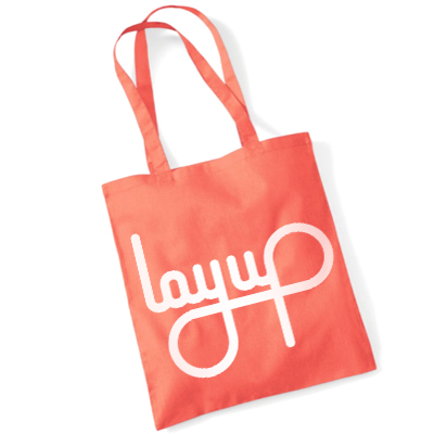 LAYUP Tote Bag LOGO coral orange/white