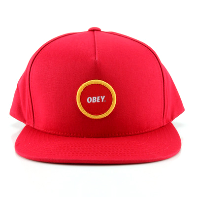 OBEY Snap Back Cap CIRCLE PATCH LOGO red