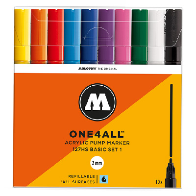 MOLOTOW ONE4ALL Acrylic Marker 127HS 2mm 10er Set Basic 1