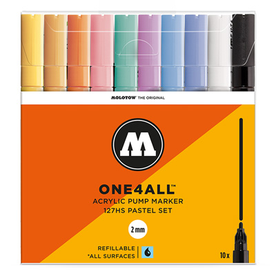 MOLOTOW ONE4ALL Acrylic Marker 127HS 2mm 10pcs Set Pastel