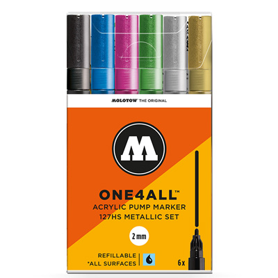 MOLOTOW ONE4ALL Acrylic Marker 127HS 2mm 6pcs Set Metallic