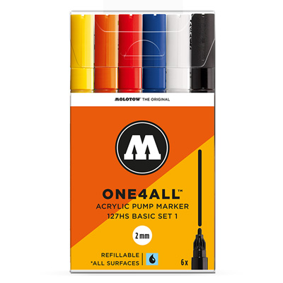 MOLOTOW ONE4ALL Acrylic Marker 127HS 2mm 6er Set Basic 1