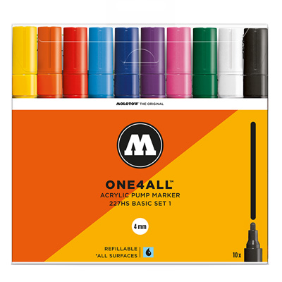 MOLOTOW ONE4ALL Acrylic Marker 227HS 4mm 10er Set Basic 1