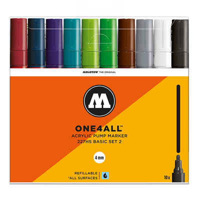 MOLOTOW ONE4ALL Acrylic Marker 227HS 4mm 10er Set Basic 2