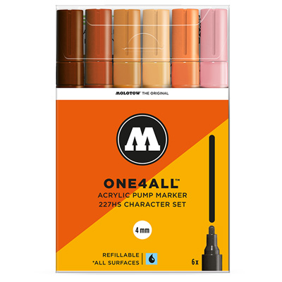 MOLOTOW ONE4ALL Acrylic Marker 227HS 4mm 6er Set Character