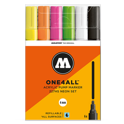 MOLOTOW ONE4ALL Acrylic Marker 227HS 4mm 6er Set Neon