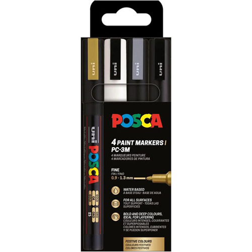 UNI POSCA PC-3M Marker 4er Set BWSG
